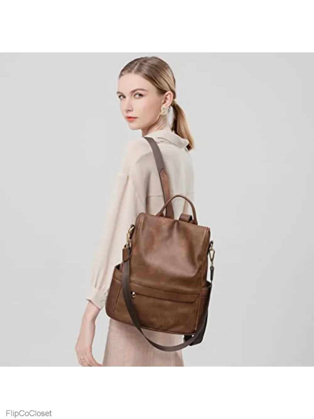 Women's PU Leather Anti-theft Backpack Purse